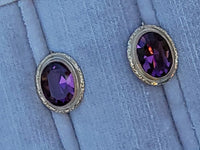 14k gold Amethyst Estate lever back earrings