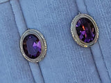 14k gold Amethyst Estate lever back earrings