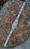 platinum & 14k white gold c.1920's Art Deco filigree diamond & emerald arrow bracelet