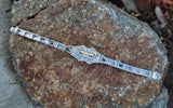 platinum & 14k white gold c.1920's Art Deco filigree diamond & emerald arrow bracelet