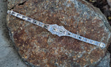 platinum & 14k white gold c.1920's Art Deco filigree diamond & emerald arrow bracelet