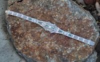 platinum & 14k white gold c.1920's Art Deco filigree diamond & emerald arrow bracelet