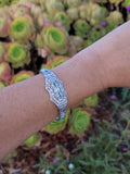 platinum & 14k white gold c.1920's Art Deco filigree diamond & emerald arrow bracelet