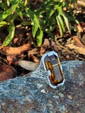 14k white gold CITRINE filigree Deco c.20's estate ring