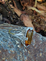 14k white gold CITRINE filigree Deco c.20's estate ring