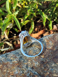 14k white gold CITRINE filigree Deco c.20's estate ring