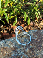 14k white gold CITRINE filigree Deco c.20's estate ring
