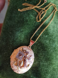 14k rose & yellow gold vintage mid-century Bird pendant necklace