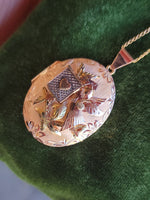 14k rose & yellow gold vintage mid-century Bird pendant necklace