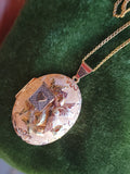 14k rose & yellow gold vintage mid-century Bird pendant necklace