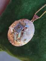 14k rose & yellow gold vintage mid-century Bird pendant necklace