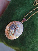 14k rose & yellow gold vintage mid-century Bird pendant necklace
