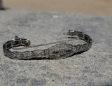 14k white gold c.1920's Deco filigree diamond & blue sapphire bracelet