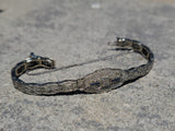 14k white gold c.1920's Deco filigree diamond & blue sapphire bracelet