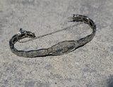 14k white gold c.1920's Deco filigree diamond & blue sapphire bracelet