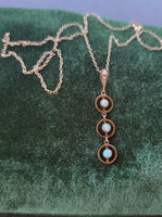 10k gold Victorian opal & pearl necklace pendant lavaliere