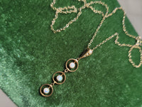 10k gold Victorian opal & pearl necklace pendant lavaliere