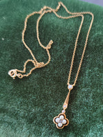 14k gold Victorian diamond & pearl necklace pendant lavaliere