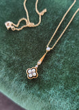 14k gold Victorian diamond & pearl necklace pendant lavaliere