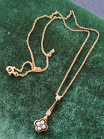 14k gold Victorian diamond & pearl necklace pendant lavaliere