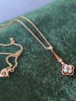 14k gold Victorian diamond & pearl necklace pendant lavaliere