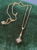 14k gold Victorian diamond & pearl necklace pendant lavaliere