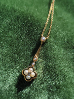 14k gold Victorian diamond & pearl necklace pendant lavaliere