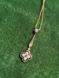 14k gold Victorian diamond & pearl necklace pendant lavaliere