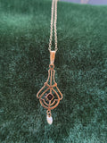 10k gold Victorian amethyst & seed pearl necklace pendant lavaliere