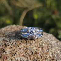 14k white gold c.40's-50's diamond engagement ring bridal set
