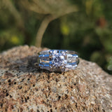 14k white gold c.40's-50's diamond engagement ring bridal set