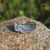 14k white gold c.40's-50's diamond engagement ring bridal set