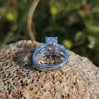 14k white gold c.40's-50's diamond engagement ring bridal set
