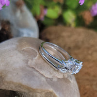 14k white gold c.40's-50's diamond engagement ring bridal set
