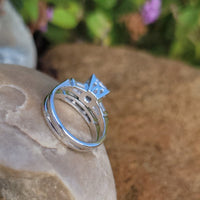 14k white gold c.40's-50's diamond engagement ring bridal set