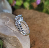 14k white gold c.40's-50's diamond engagement ring bridal set