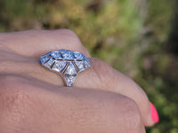 platinum Art Deco c.1920's filigree diamond glove shield ring