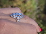 platinum Art Deco c.1920's filigree diamond glove shield ring