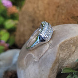 14k white gold 15 diamond 3 row floral estate band
