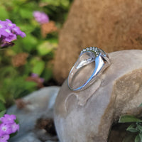 14k white gold 15 diamond 3 row floral estate band