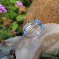 14k white gold 15 diamond 3 row floral estate band