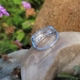 14k white gold 15 diamond 3 row floral estate band
