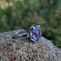 14k white gold amethyst solitaire estate cocktail ring