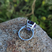 14k white gold amethyst solitaire estate cocktail ring