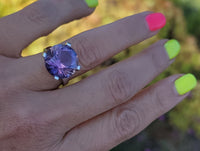 14k white gold amethyst solitaire estate cocktail ring