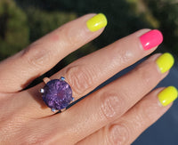 14k white gold amethyst solitaire estate cocktail ring