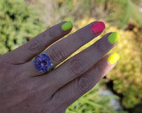14k white gold amethyst solitaire estate cocktail ring
