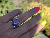 14k white gold amethyst solitaire estate cocktail ring