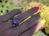 14k white gold amethyst solitaire estate cocktail ring