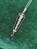 10k gold Victorian amethyst & seed pearl necklace pendant lavaliere